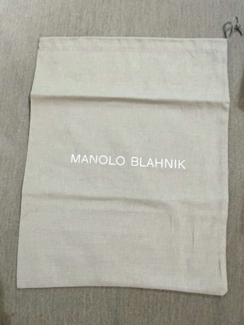 Manolo Blahnik Neutral Gray Drawstring Shoe Bag - Never Used